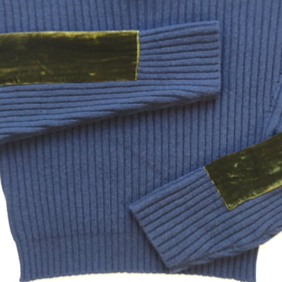 MO&Co. Edition Wool Ribbed Chunky High Neck Crop Sweater Velvet Boho Edgy Medium - Picture 5 of 9